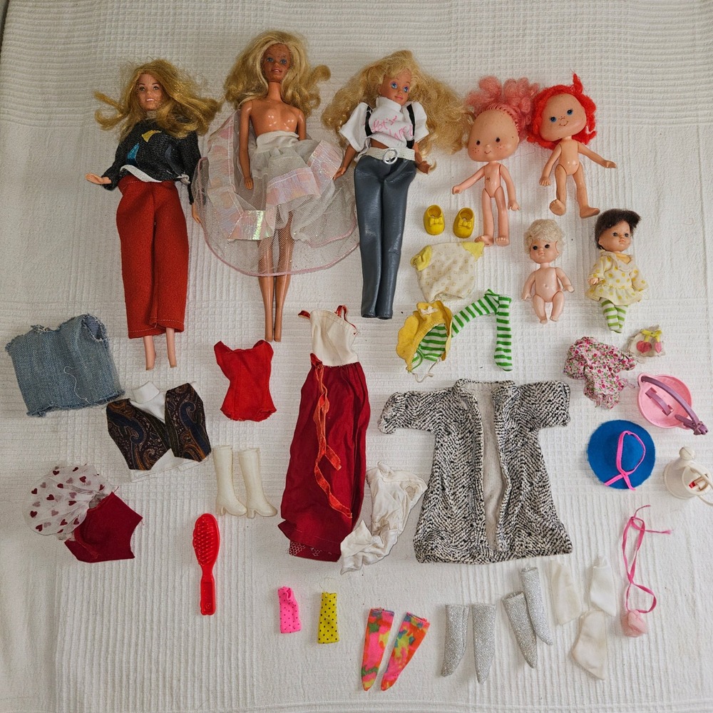 Vintage Mixed Barbie Strawberry Shortcake Dolls‎ Clothes Handmade